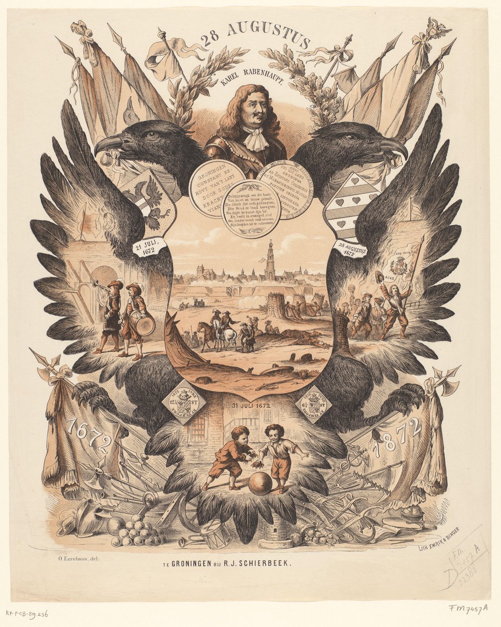 Minneplakett for å feire 200 år med lettelsen av Groningen 1672-1872 av Anonymous