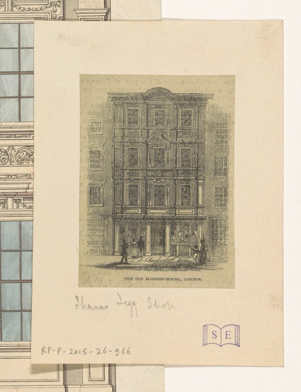 Fasade på Thomas Teggs butikk i London The Old Mansion House, London (tittel på objekt) av Anonymous