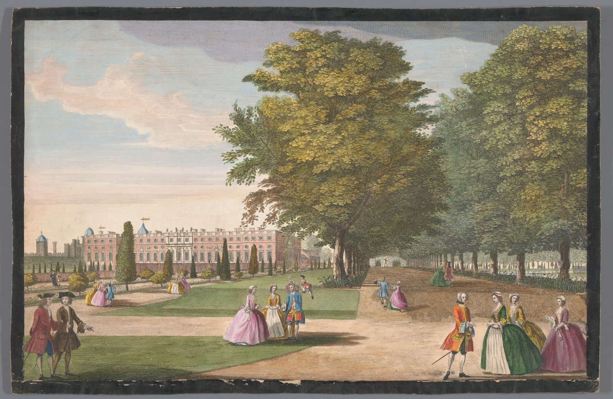 Utsikt over Hampton Court Palace i London sett fra sørsiden av Anonymous