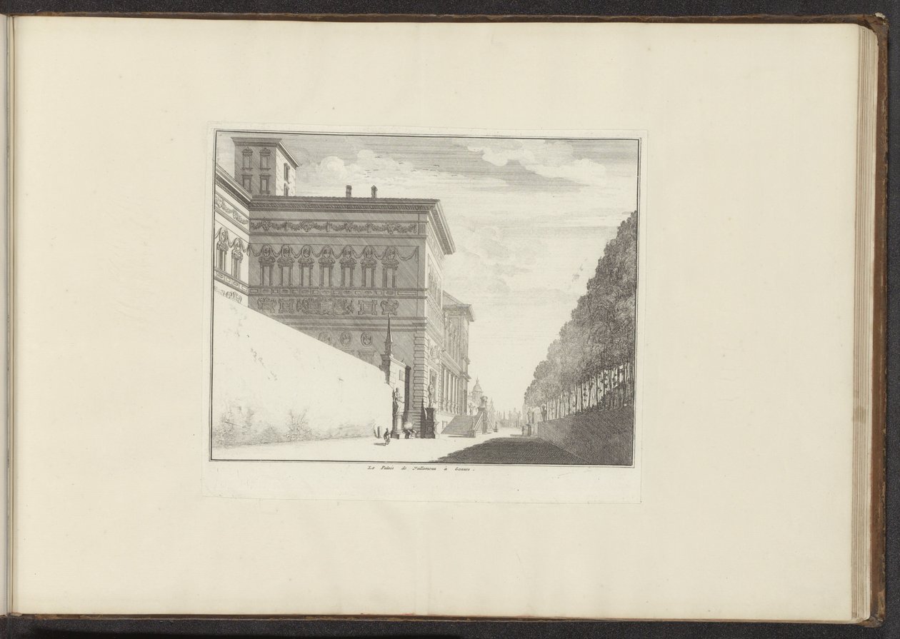 Utsikt over Villa Borghese i Roma Le Palais de Vallamena a Gennes (tittel på objekt) Palasser og monumenter i Venezia, Livorno, Napoli og Roma (serietittel) av Anonymous