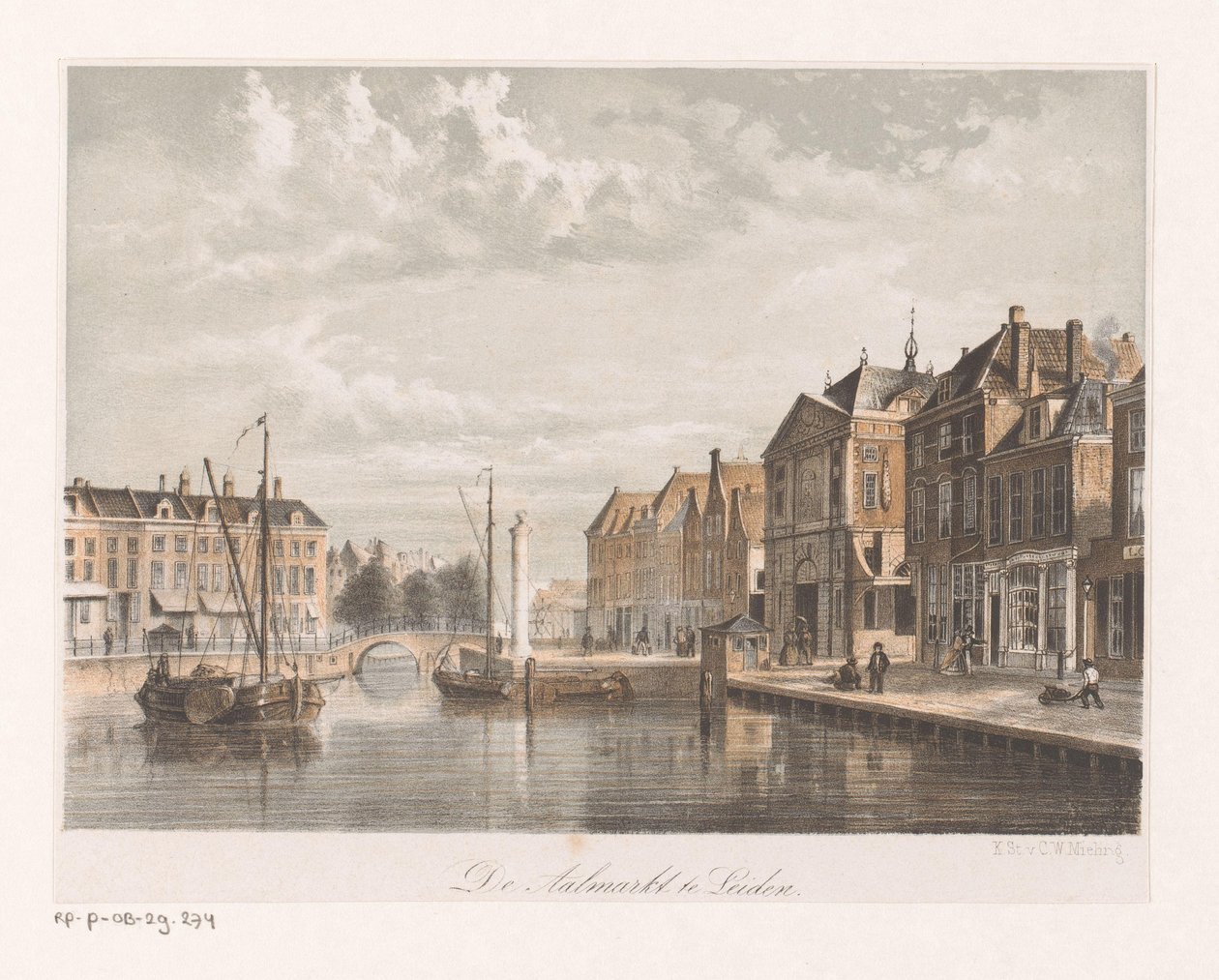 Utsikt over Aalmarkt i Leiden Aalmarkt i Leiden (tittel på objekt) av Anonymous