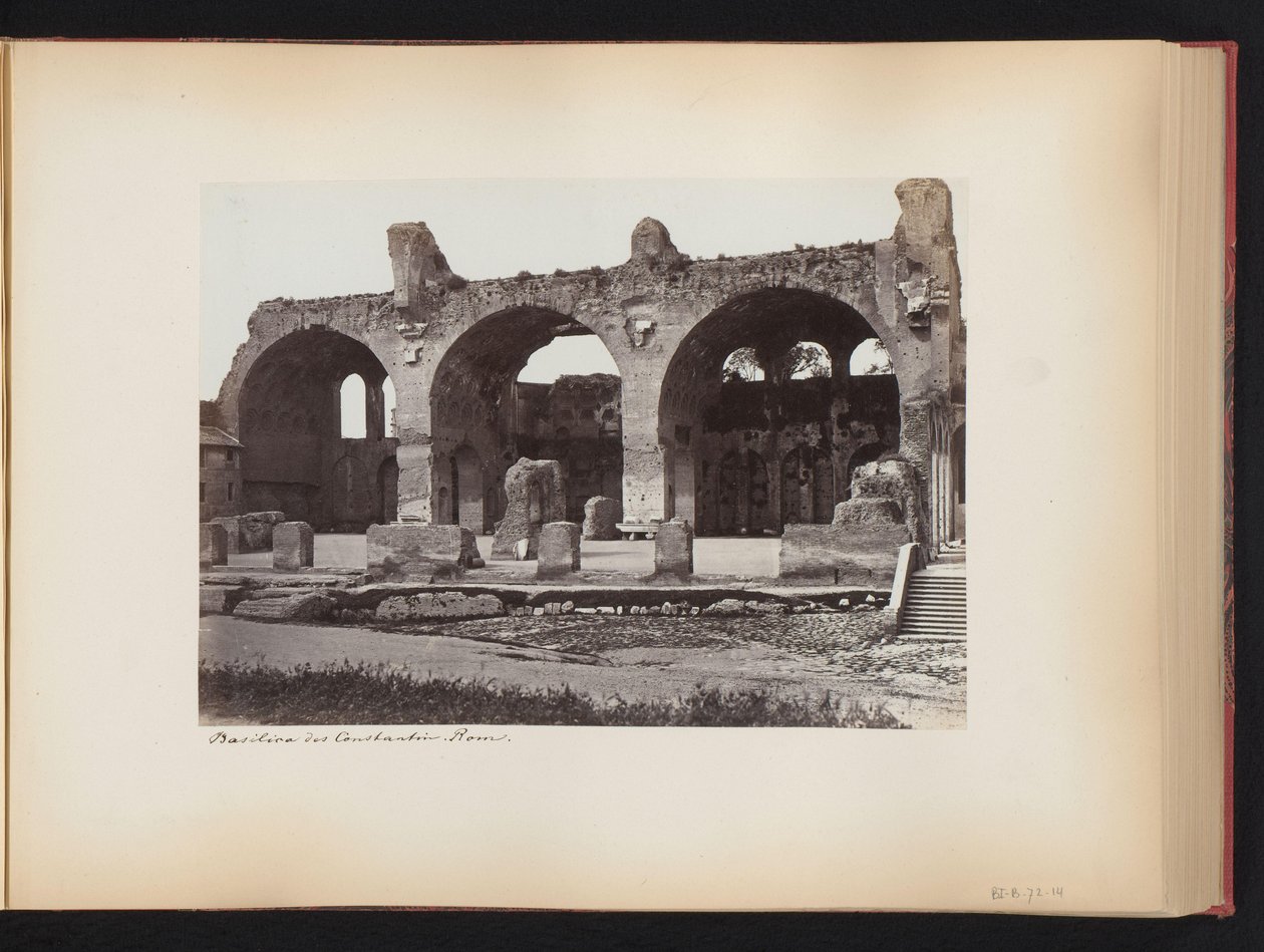 Utsikt over basilikaen Maxentius i Forum Romanum i Roma, Italia Basilica des Constantine. rom (tittel på objekt) av Anonymous