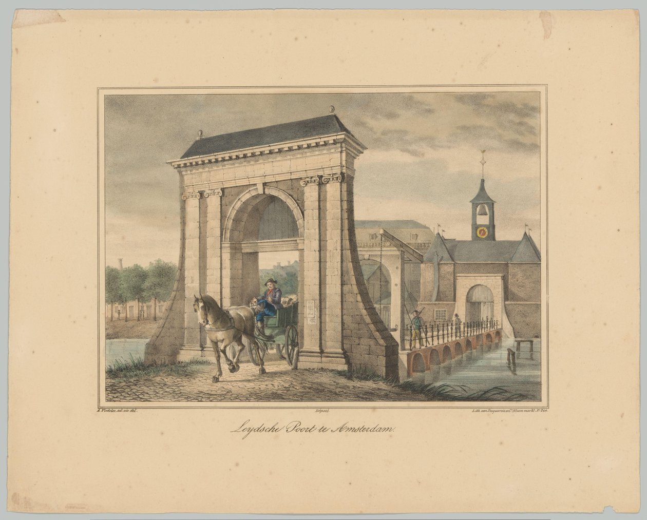 Utsikt over Leidsepoort i Amsterdam Leydsche Poort i Amsterdam (tittel på objekt) Ansiktene til de seks hovedportene til byen Amsterdam. 1st Cahier (serietittel) av Anonymous