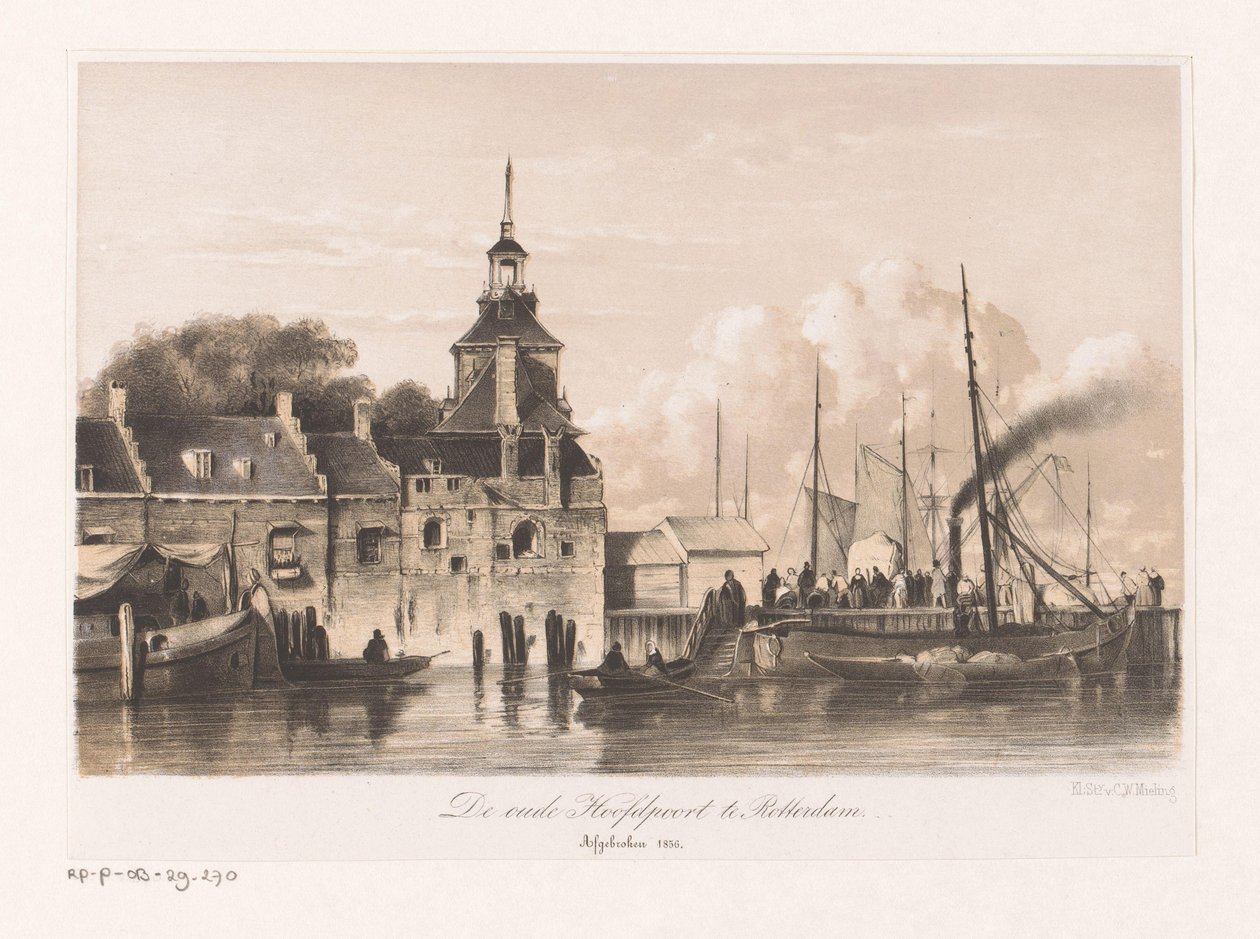 Utsikt over den østlige gamle hovedporten Den gamle Hoofdpoort i Rotterdam (tittel på objekt) av Anonymous