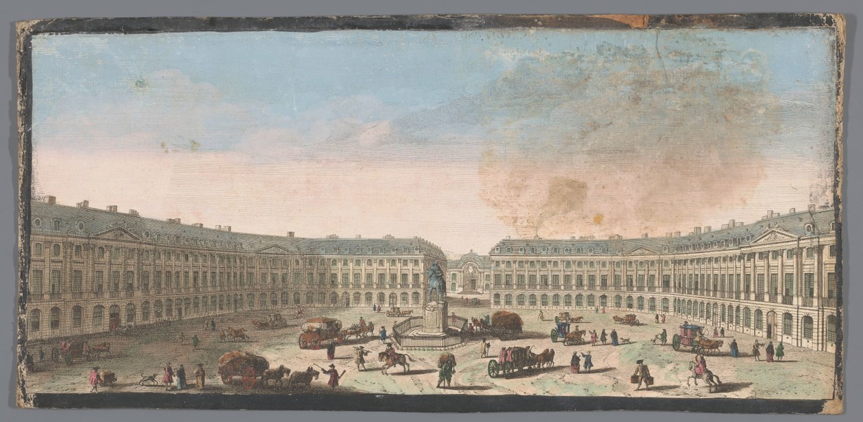 Utsikt over Place Vendôme i Paris Vue de la Place de Louis le Grand (tittel på objekt) av Anonymous