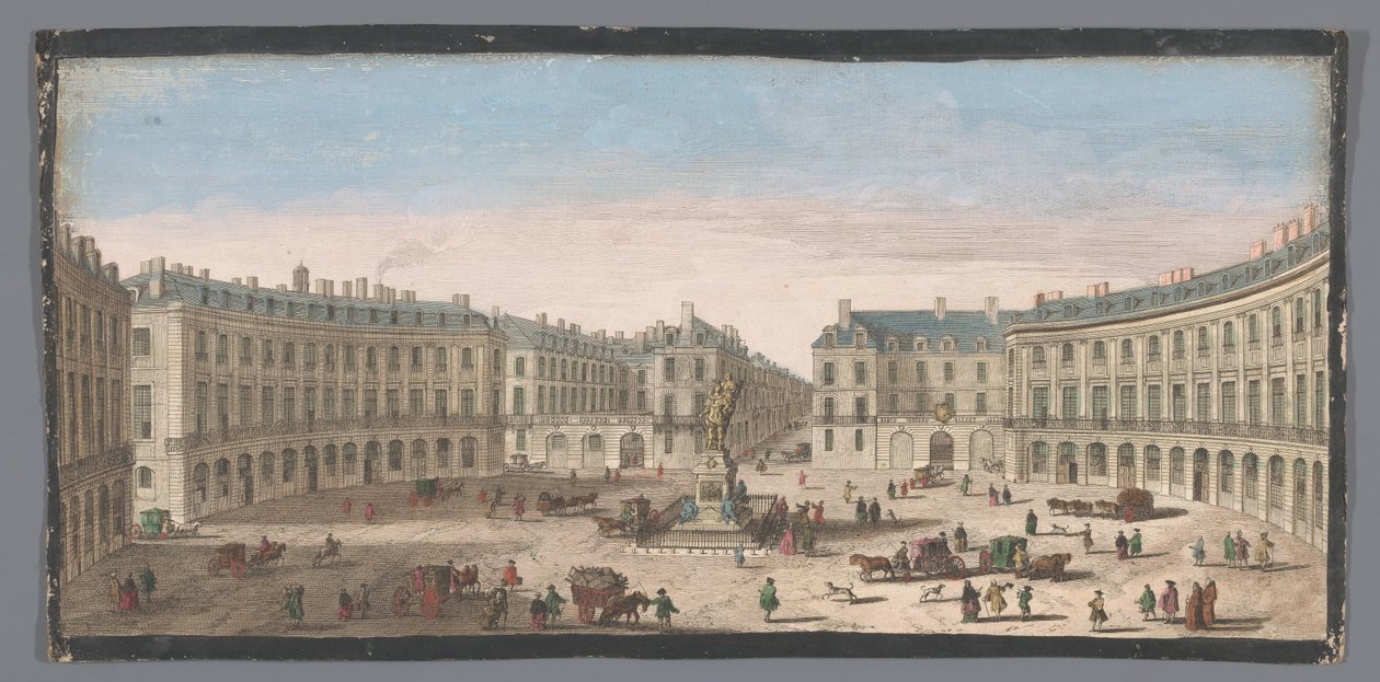 Utsikt over Place des Victoires i Paris Utsikt over Place des Victoires (tittel på objekt) av Anonymous