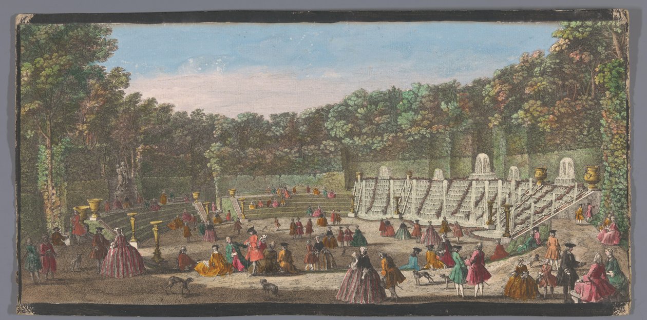 Utsikt over Salle de Bal i Versailles hage Vues des bosquets du Jardin de Versailles (tittel på objekt) av Anonymous