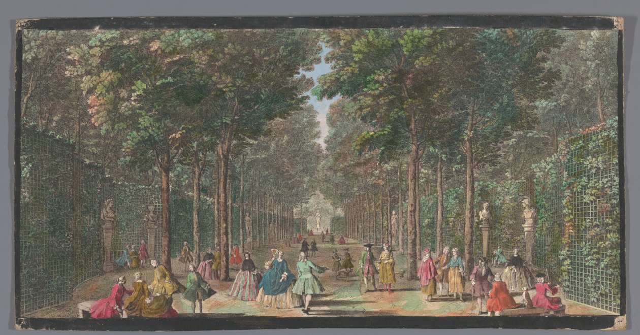 Gezicht op de Salle des Marronniers i de Tuin van Versailles The Hall of Chestnut Trees (tittel på objekt) av Anonymous