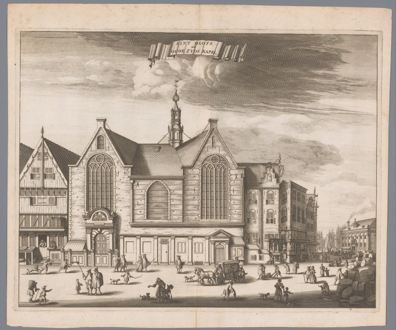 Utsikt over St. Olofs kapell (Oudezijds kapell) i Amsterdam Sint Olofs nå Oude Zyds kapell (tittel på objekt) av Anonymous