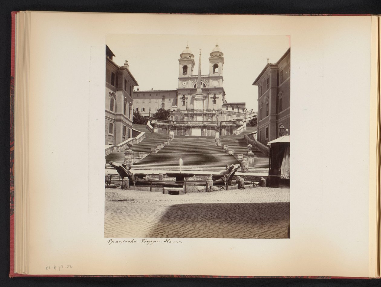 Utsikt over Spansketrappen, Piazza di Spagna og Trinità dei Monti i Roma, Italia Spansk Treppe. rom (tittel på objekt) av Anonymous