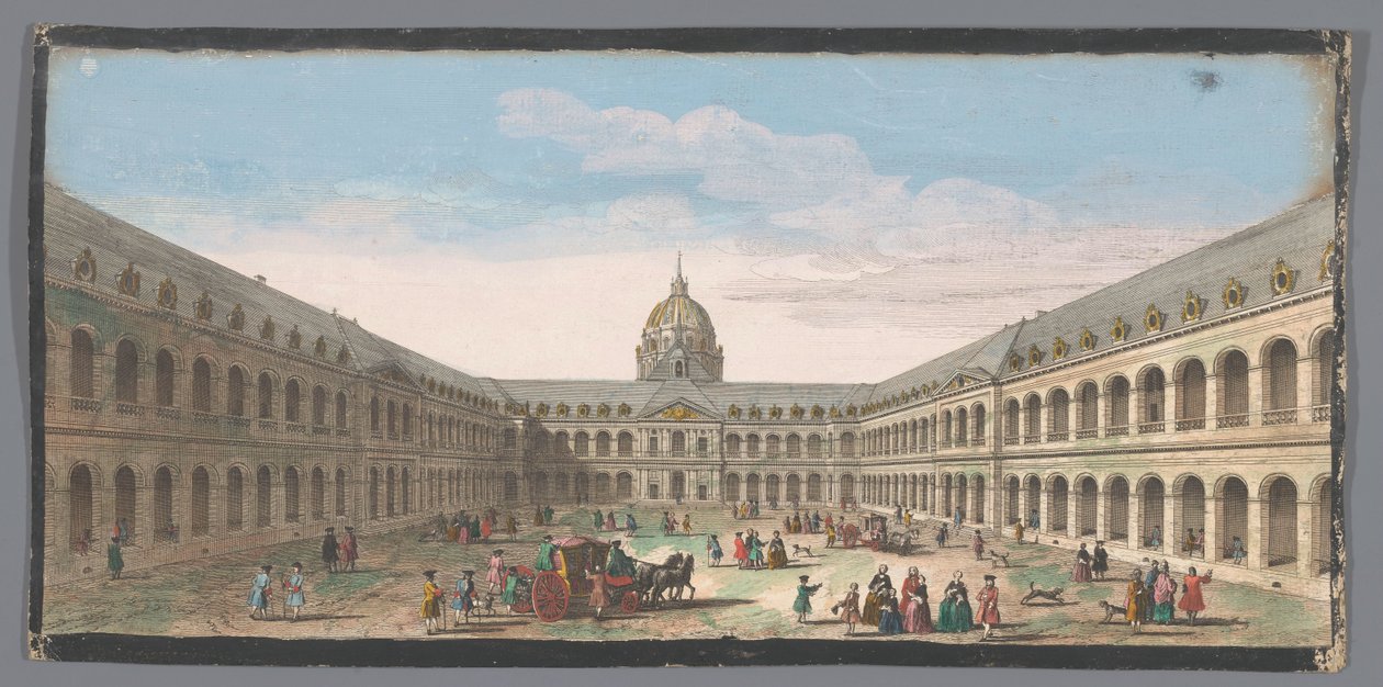 Utsikt over gårdsplassen til Hôtel des Invalides i Paris Vüe de la grande cour de l'Hôtel Royal des Invalides (tittel på objekt) av Anonymous