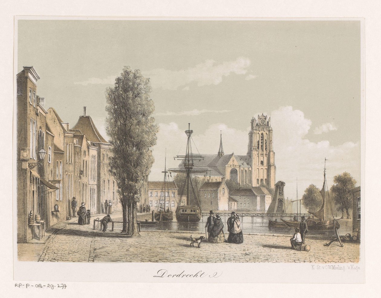 Utsikt over havnen i Dordrecht av Anonymous