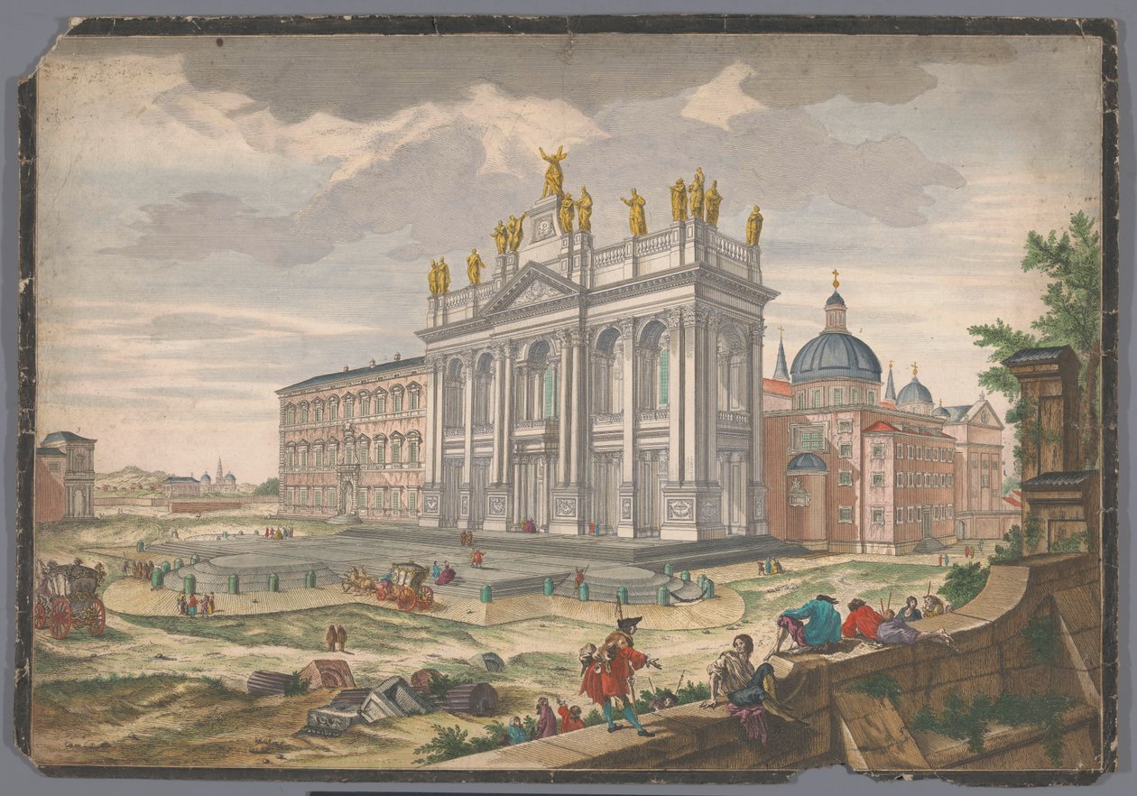 Utsikt over St. John Lateran-kirken i Roma Veduta della Basilica di S. Giovanni Laterano (tittel på objekt) av Anonymous
