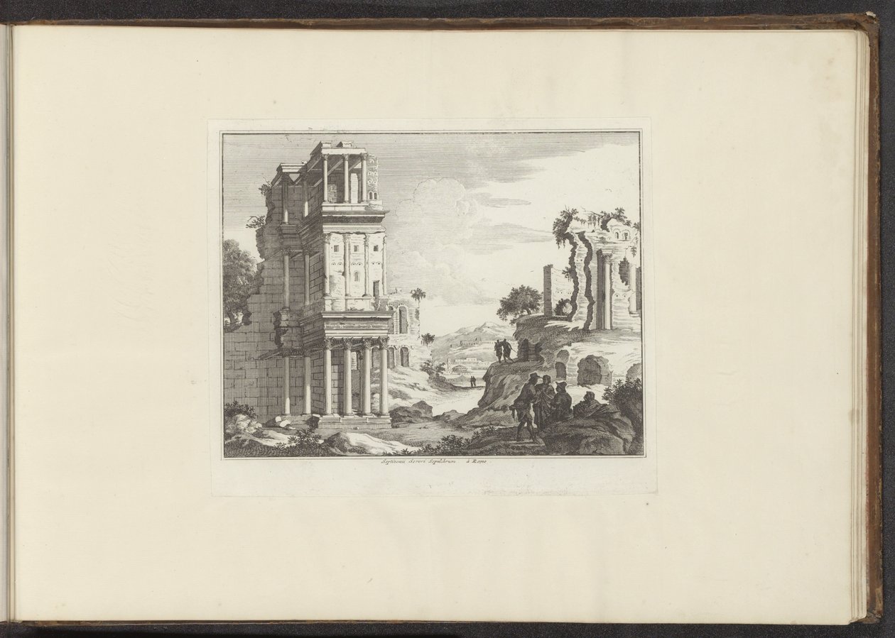 Utsikt over ruinene av Septizonium i Roma Septizonii Severi Sepulchrum à Roma (tittel på objekt) Palasser og monumenter i Venezia, Livorno, Napoli og Roma (serietittel) av Anonymous