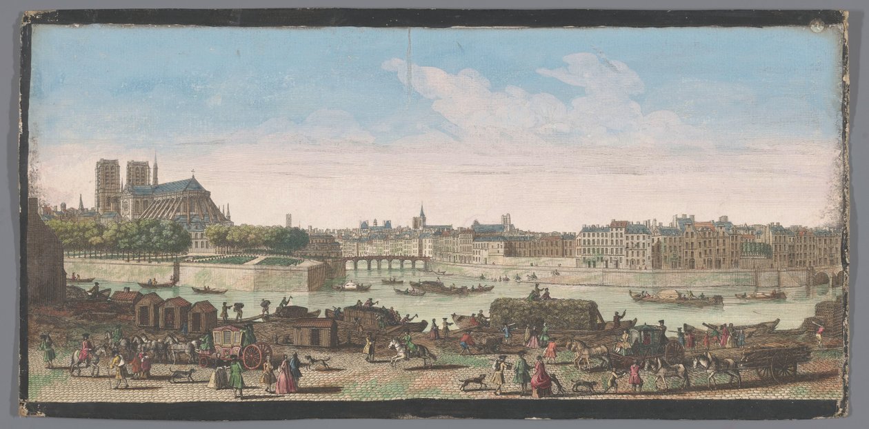 Visning av byen Paris sett fra Quai de Miramion En annen spesiell utsikt over Paris, fra Nôtre Dame til Pont de la Tournelle (tittel på objekt) av Anonymous