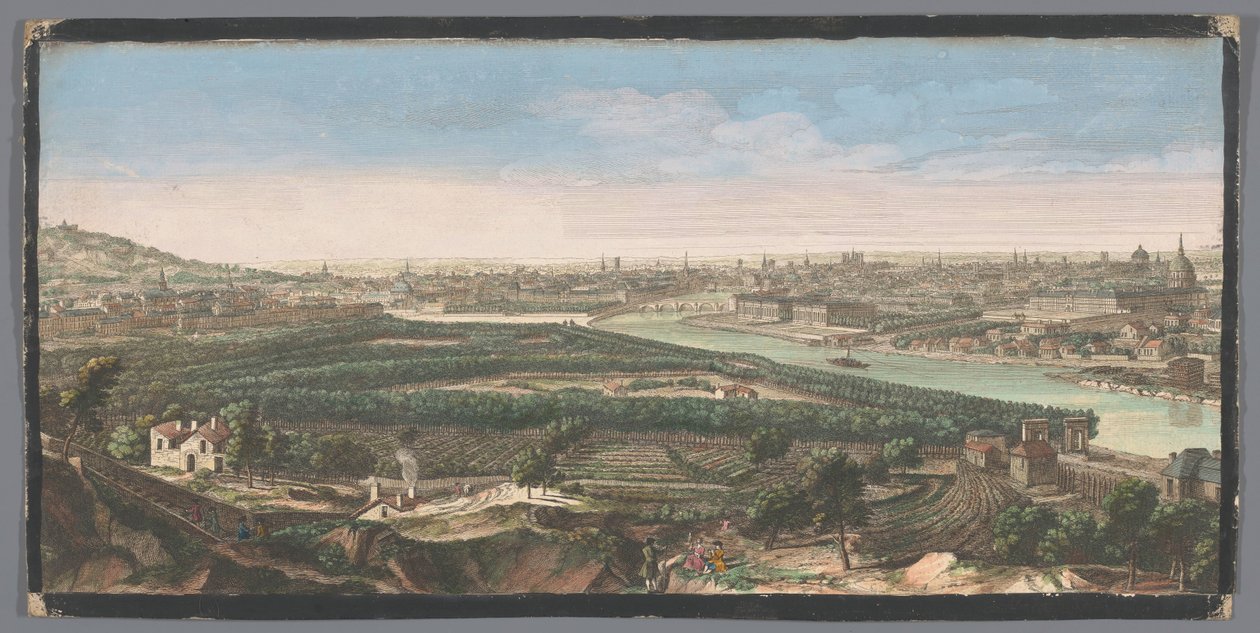 Utsikt over byen Paris sett fra landsbyen Chaillot Generell utsikt over byen Paris, prize de la hauteur du village of Chaillot (tittel på objekt) av Anonymous