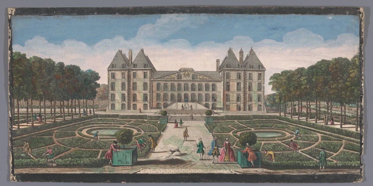 Utsikt over hagen på Château de Saint-Maur Utsikt over Chateau Royal de Saint Maur fra siden av hagen (tittel på objekt) av Anonymous