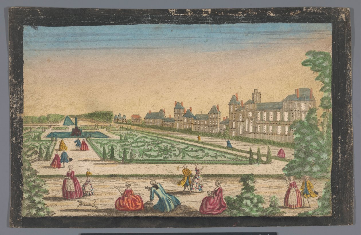 Utsikt over hagen og Palais de Fontainebleau av Anonymous