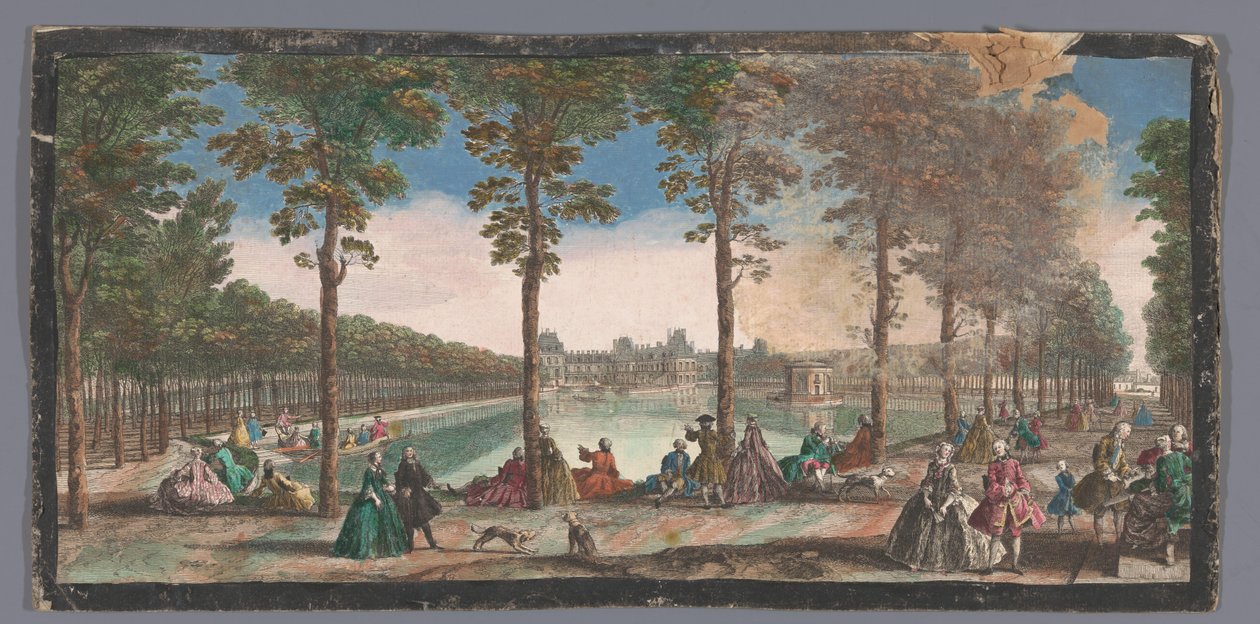 Utsikt over dammen fra hagen til Palais de Fontainebleau Veüe de l
