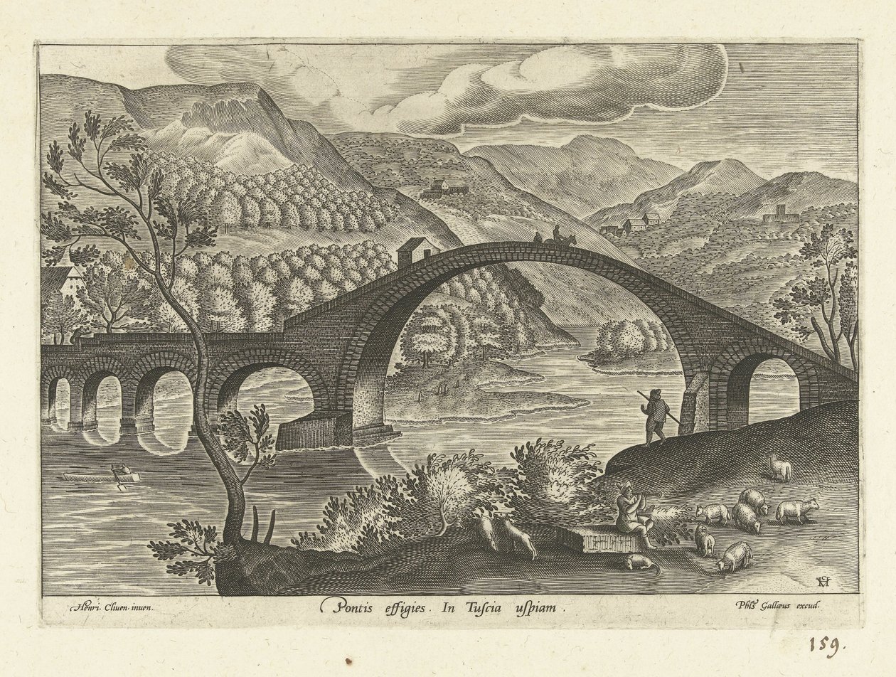 Se på en bruk i Toscana Et portrett av broen. Hvor som helst i Toscana (tittel på objekt) Ulike perspektiver av ruinene (serietittel) av Anonymous