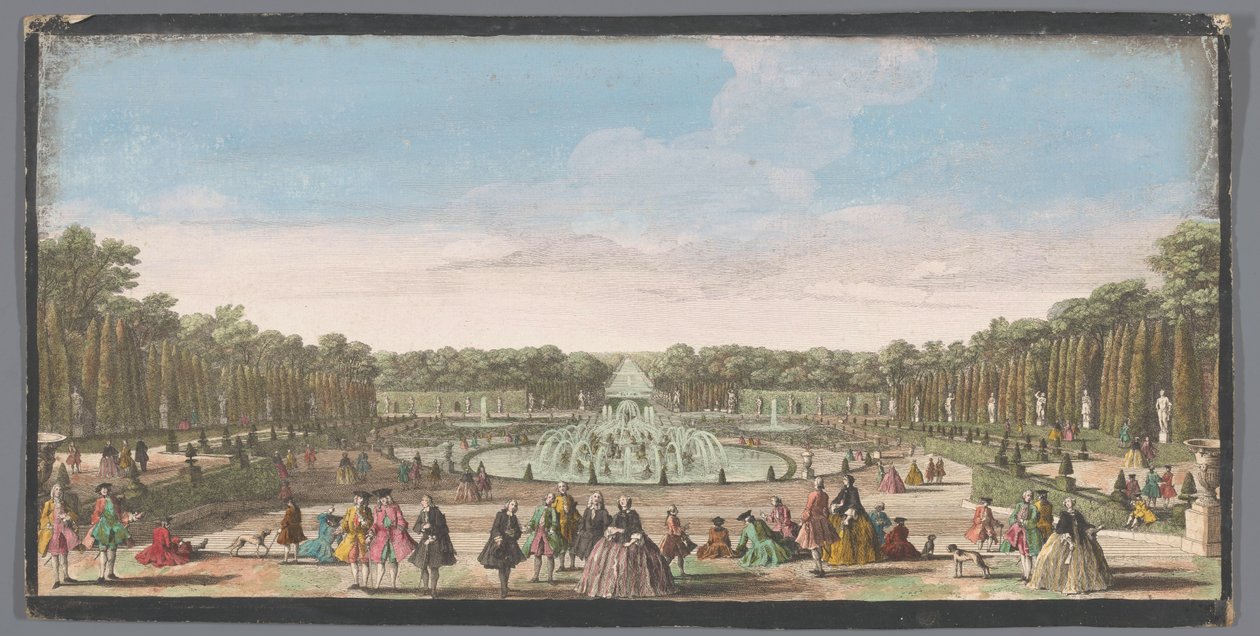 Utsikt over Bassin de Latone i hagen til Versailles Utsikt over Latone-bassenget fra kanten av terrassen til slottet (tittel på objektet) av Anonymous