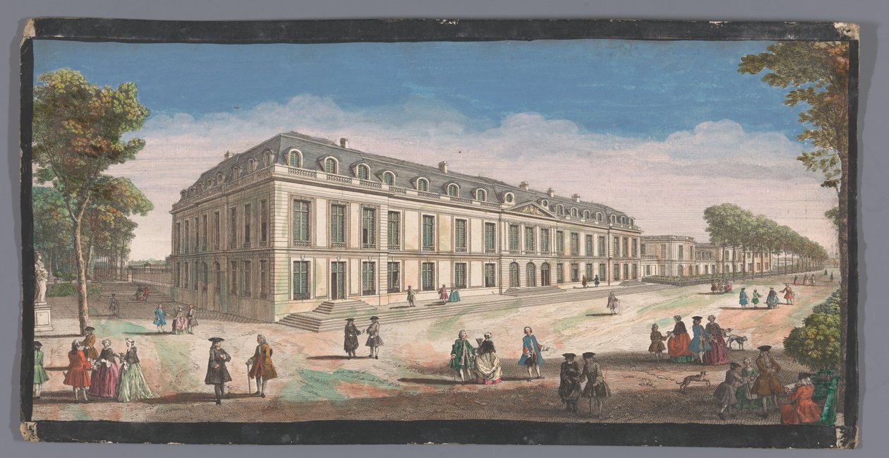 Utsikt over Château de Choisy sett fra hagen Vüe ​​​​de la Maison Royalle de Choisy du côté du jardin (tittel på objekt) av Anonymous