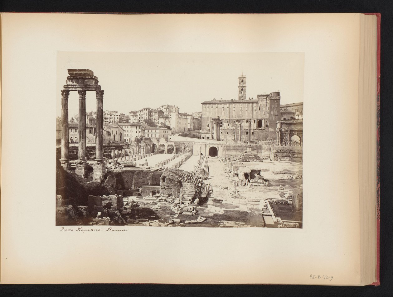 Utsikt over Forum Romanum med tempelet Castor og Pollux i Roma, Italia Forum Romano. Roma (tittel på objekt) av Anonymous