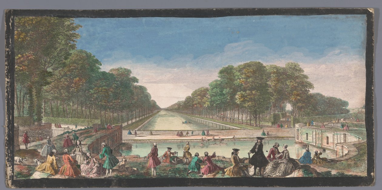 Utsikt over Canal Grande i hagen til Palais de Fontainebleau Veüe du Canal, Fontainebleau (tittel på objekt) av Anonymous