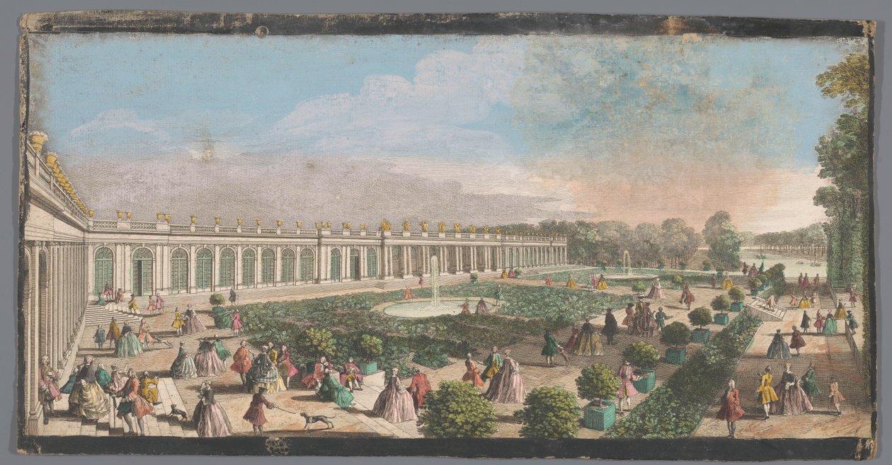 Utsikt over Grand Trianon i hagen til Versailles Utsikt over Château de Trianon fra siden av parterre (tittel på objekt) av Anonymous