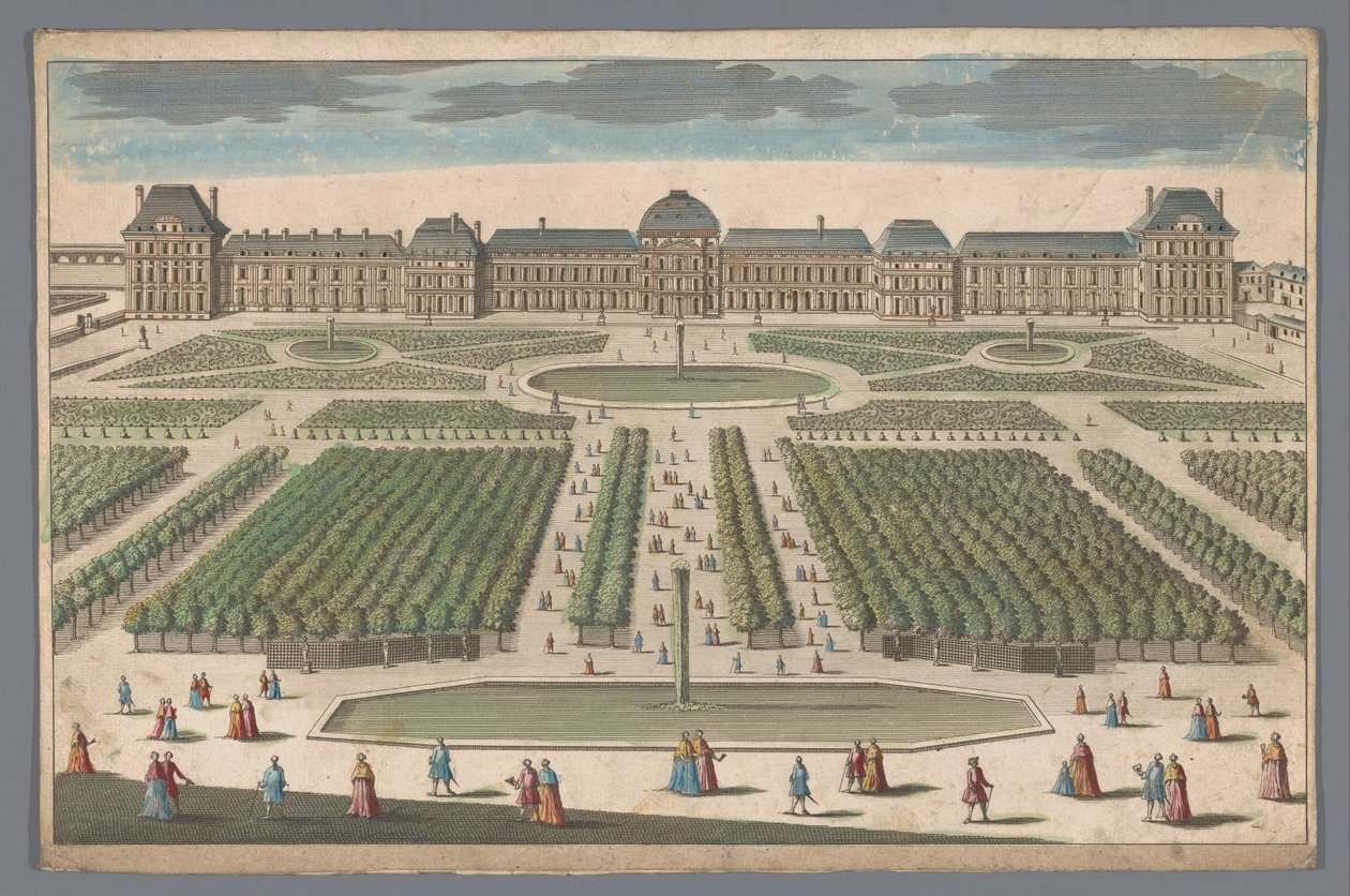 Utsikt over Palais des Tuileries i Paris sett fra Jardin des Tuileries av Anonymous