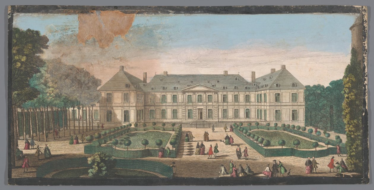 Utsikt over Palais du Temple i Paris sett fra hagen Autre vue du Palais du Temple du côté du jardin (tittel på objekt) av Anonymous