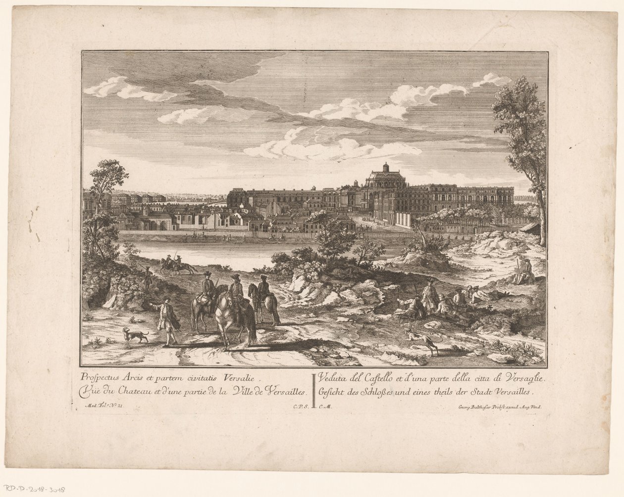Utsikt over slottet i Versailles og en del av byen Prospectus Arcis et partem civitatis Versailles / Utsikt over slottet og en del av byen Versailles / Utsikt over slottet og en del av byen Versailles / Utsikt over slottet og av Anonymous