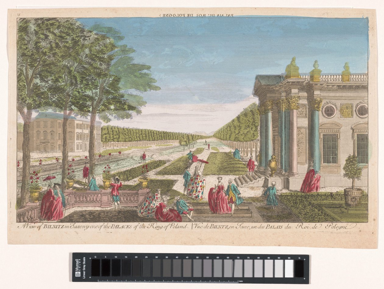 Utsikt over Schloss Pillnitz En utsikt over Bilnitz i Sachsen, et av palassene til kongen av Polen (tittel på objekt) av Anonymous