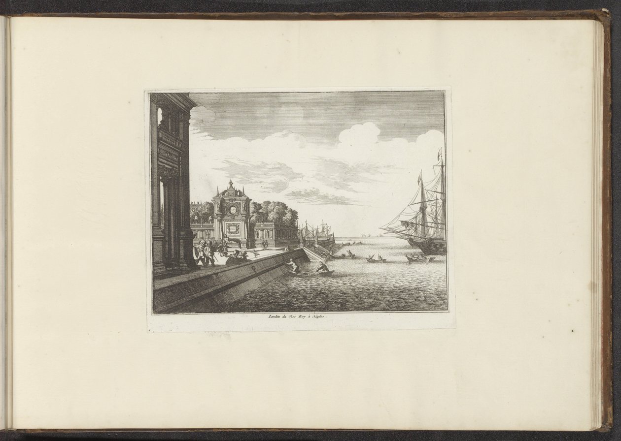 Utsikt over palasshager på kysten i Napoli Jardin du Vise Roy à Napoli (tittel på objekt) Palasser og monumenter i Venezia, Livorno, Napoli og Roma (serietittel) av Anonymous
