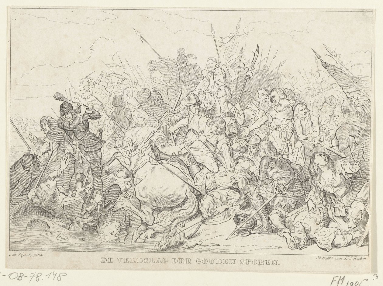 Battle of the Golden Spurs, 1302 The Battle of the Golden Spurs (tittel på objekt) av Anonymous