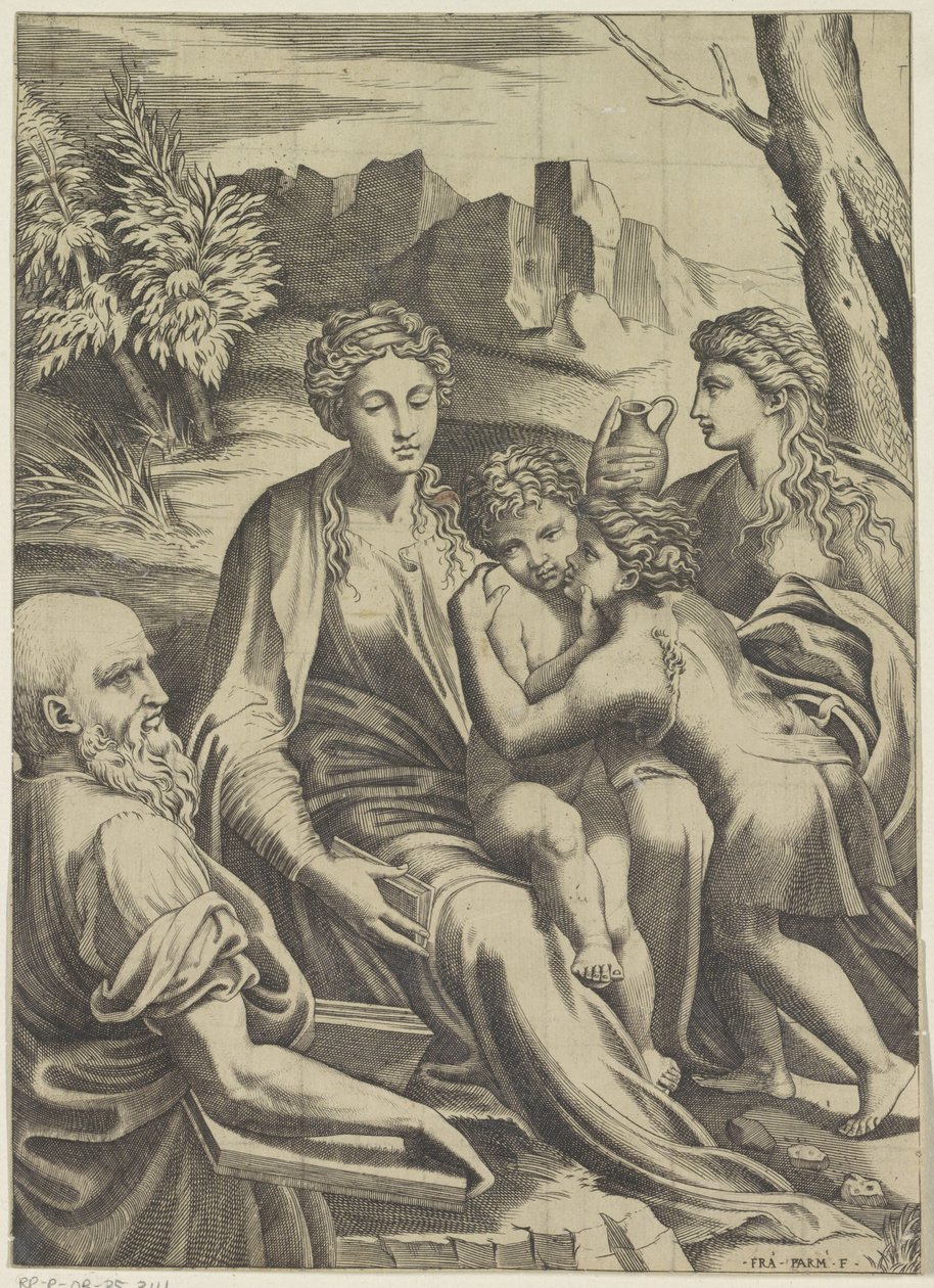 Hellig familie med den unge døperen Johannes og Maria Magdalena av Anonymous