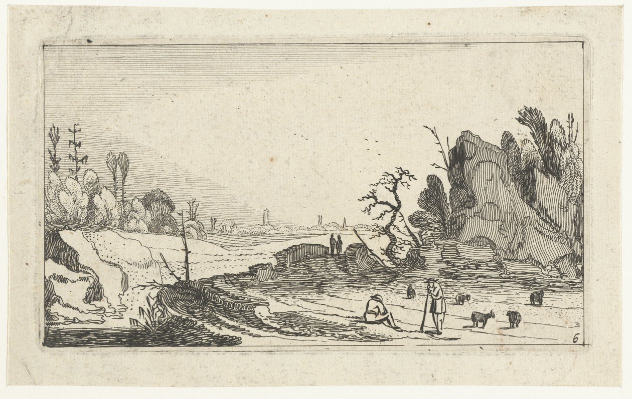 Hyrder med sauer ved steiner Landskap etter Esaias van de Velde (serietittel) av Anonymous