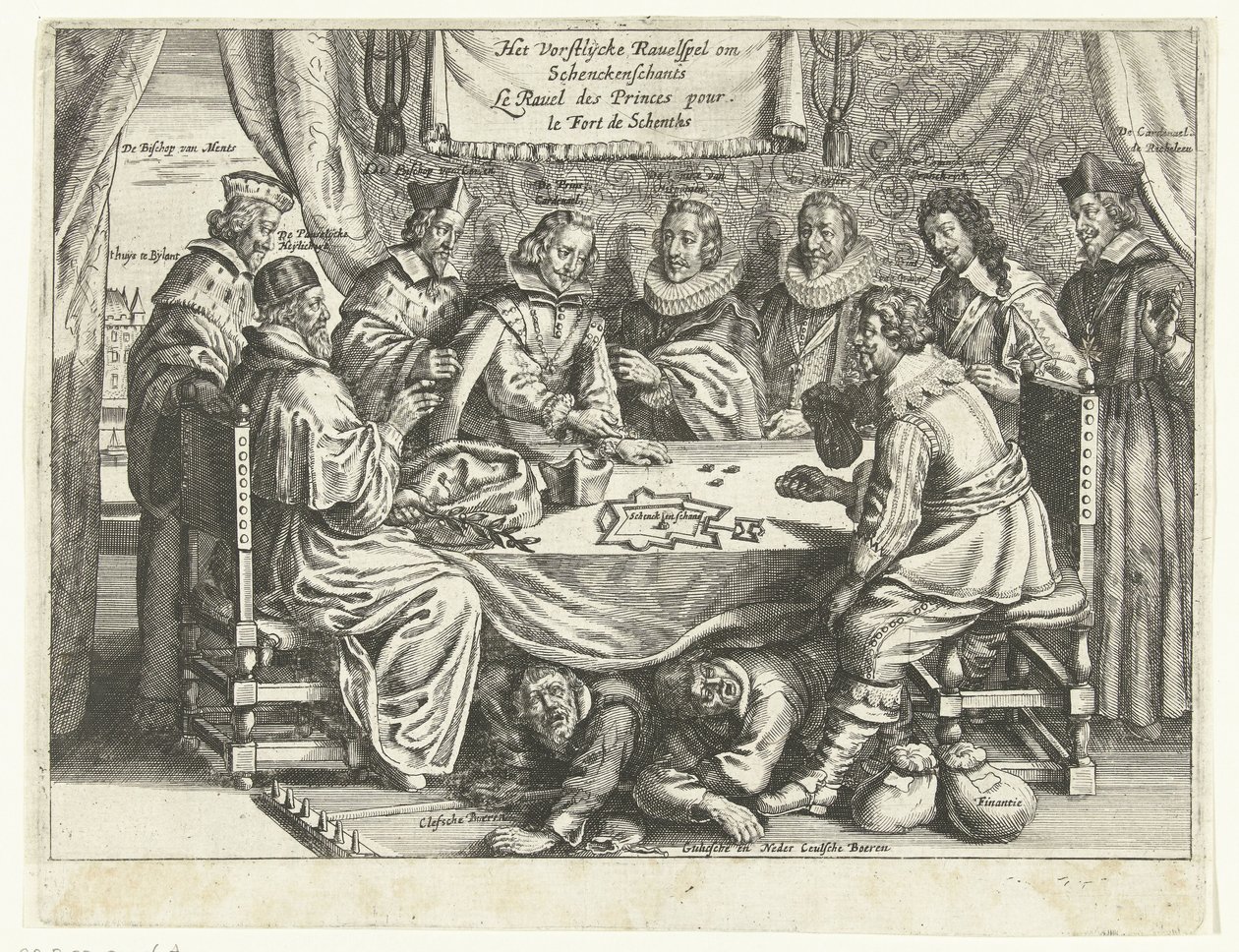 Spillet for Schenckenschans, 1635-1636 The Vorstelijcke Ravelspel om Schenckenschants / Le Ravel des Princes pour le Fort de Schentks (tittel på objekt) av Anonymous