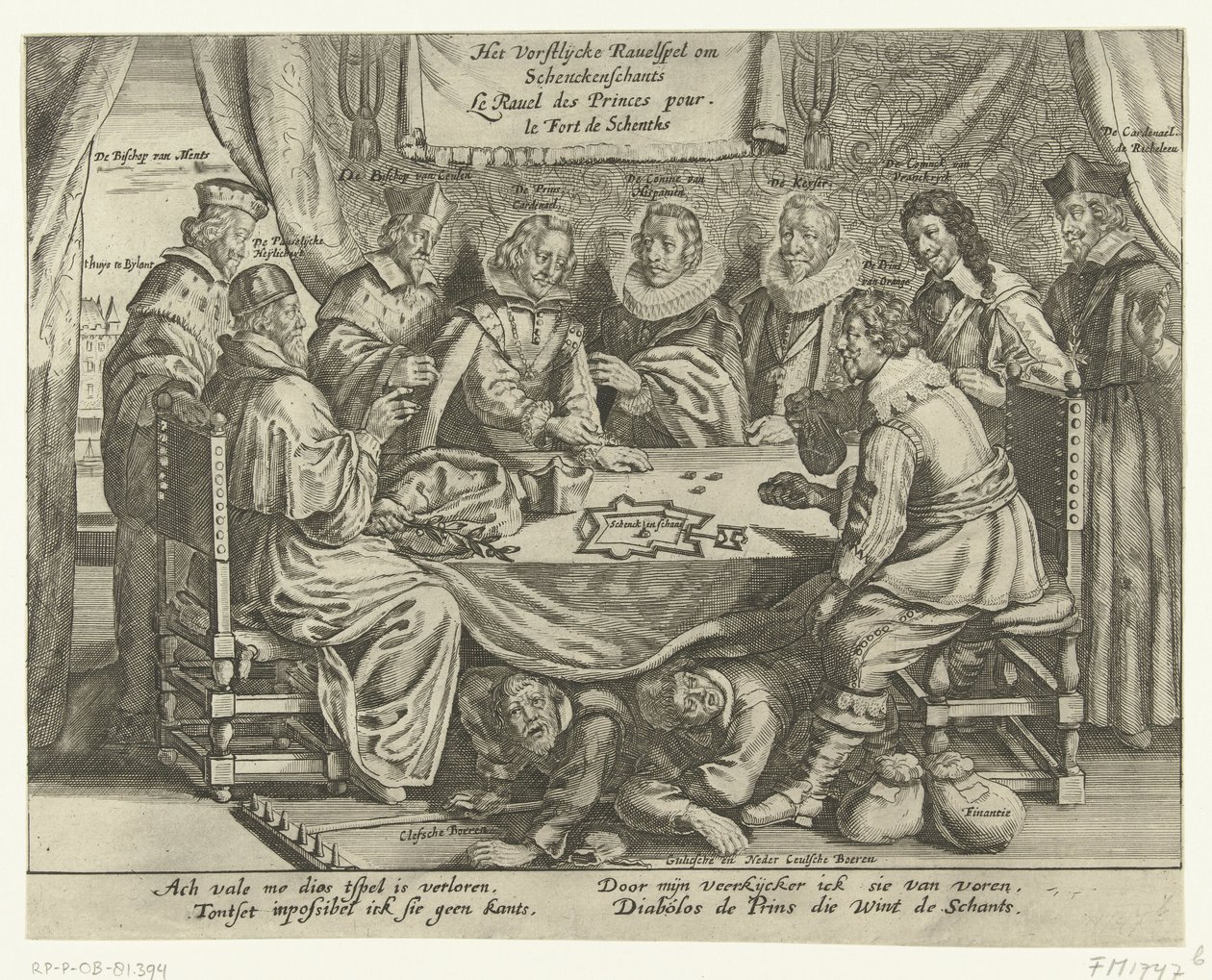 Spillet for Schenckenschans, 1635-1636 The Vorstelijcke Ravelspel om Schenckenschants / Le Ravel des Princes pour le Fort de Schentks (tittel på objekt) av Anonymous