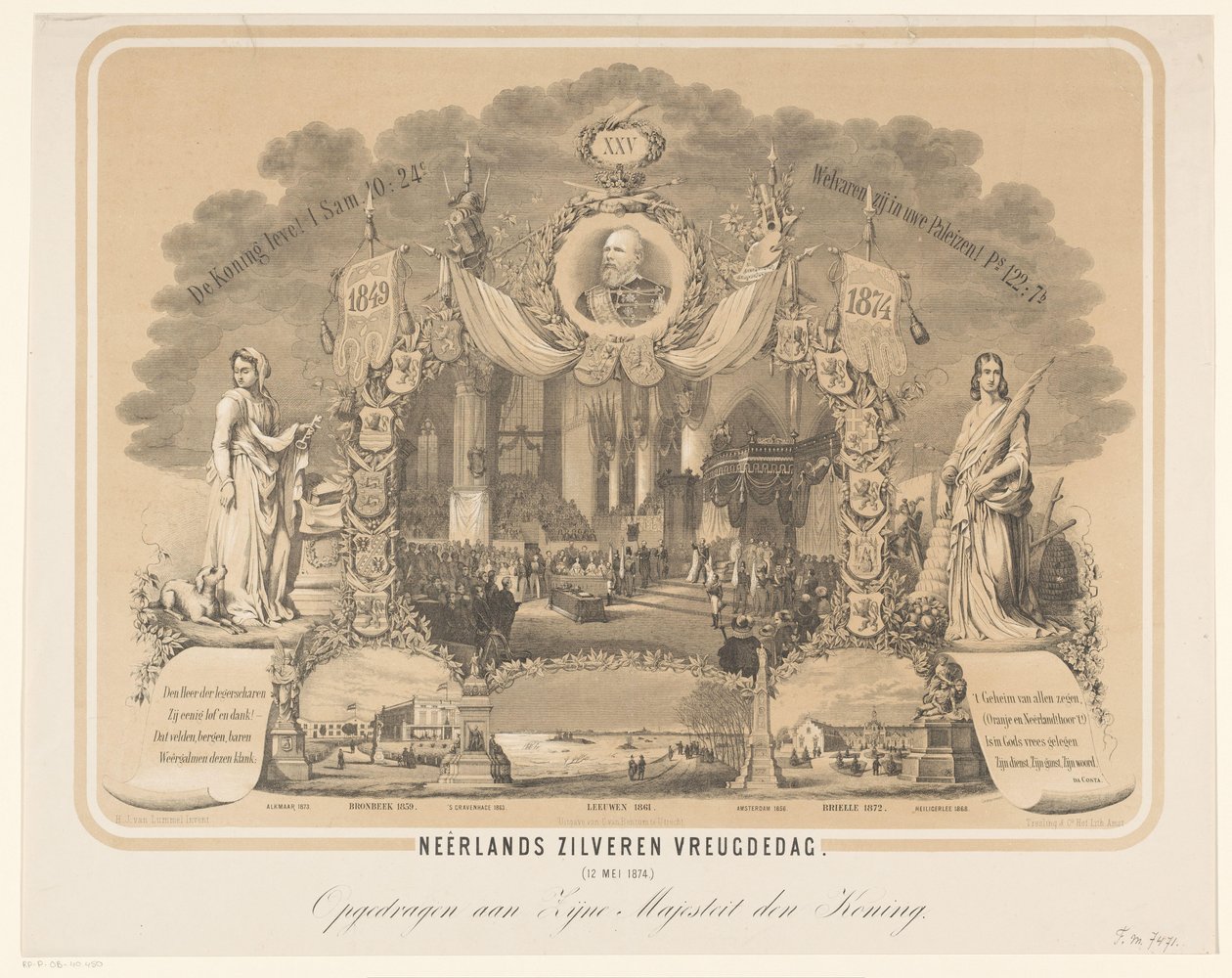 Innsettelse av Vilhelm III som konge av Nederland Dutch Silver Day of Joy. (12. mai 1874.) (tittel på objekt) av Anonymous