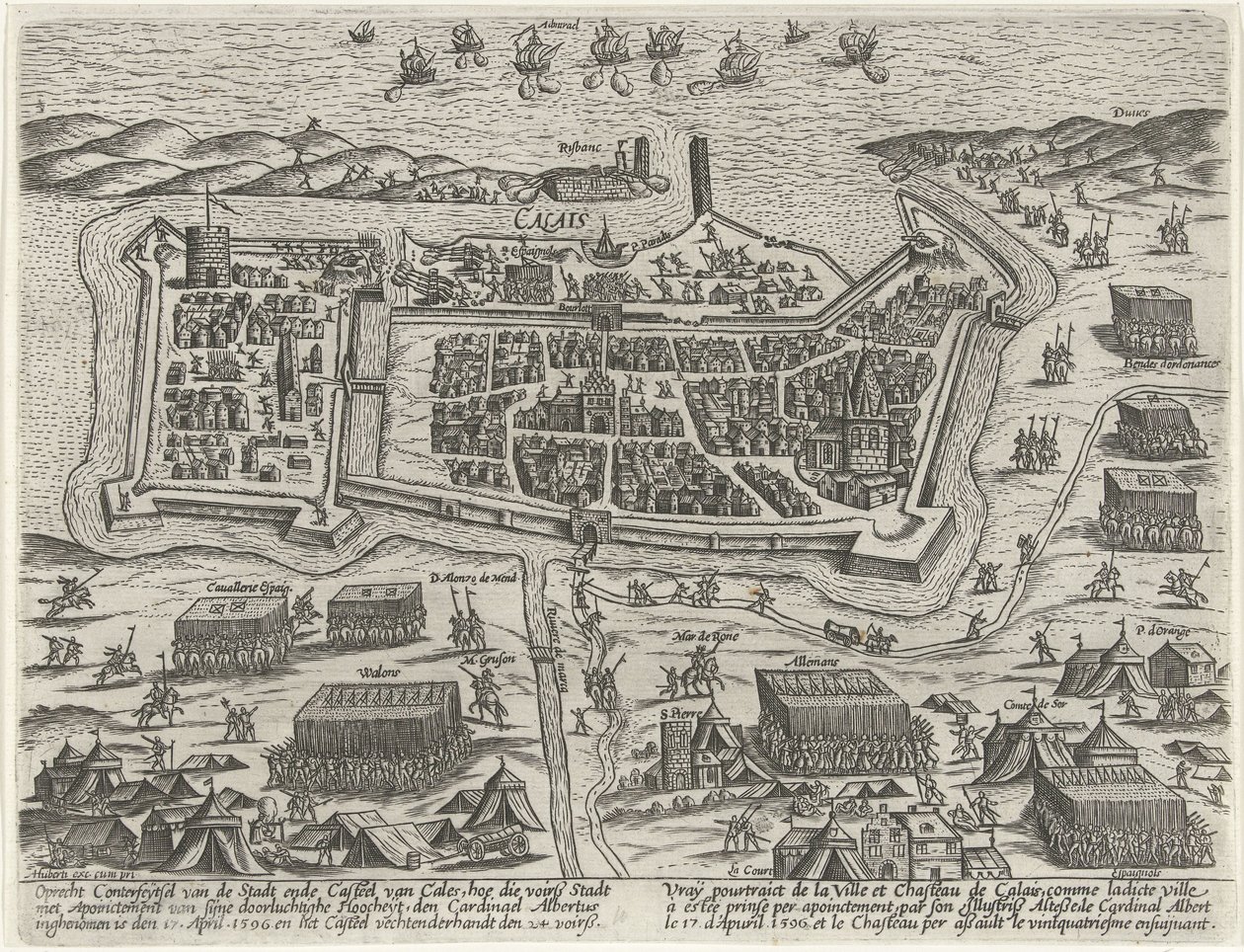 Capture of Calais av erkehertug Albrecht, 1596 av Anonymous