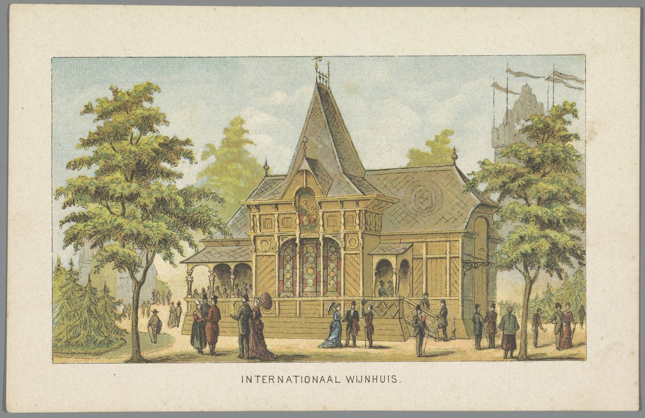 Internasjonal vingård på verdensutstillingen i Amsterdam, 1883 International Winery (tittel på objekt) Minne om Amsterdam i 1883 (serietittel på objekt) av Anonymous