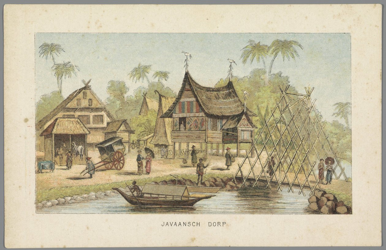 Javanesisk landsby på verdensutstillingen i Amsterdam, 1883 Javaansch Dorp (tittel på objekt) Minne om Amsterdam i 1883 (serietittel på objekt) av Anonymous