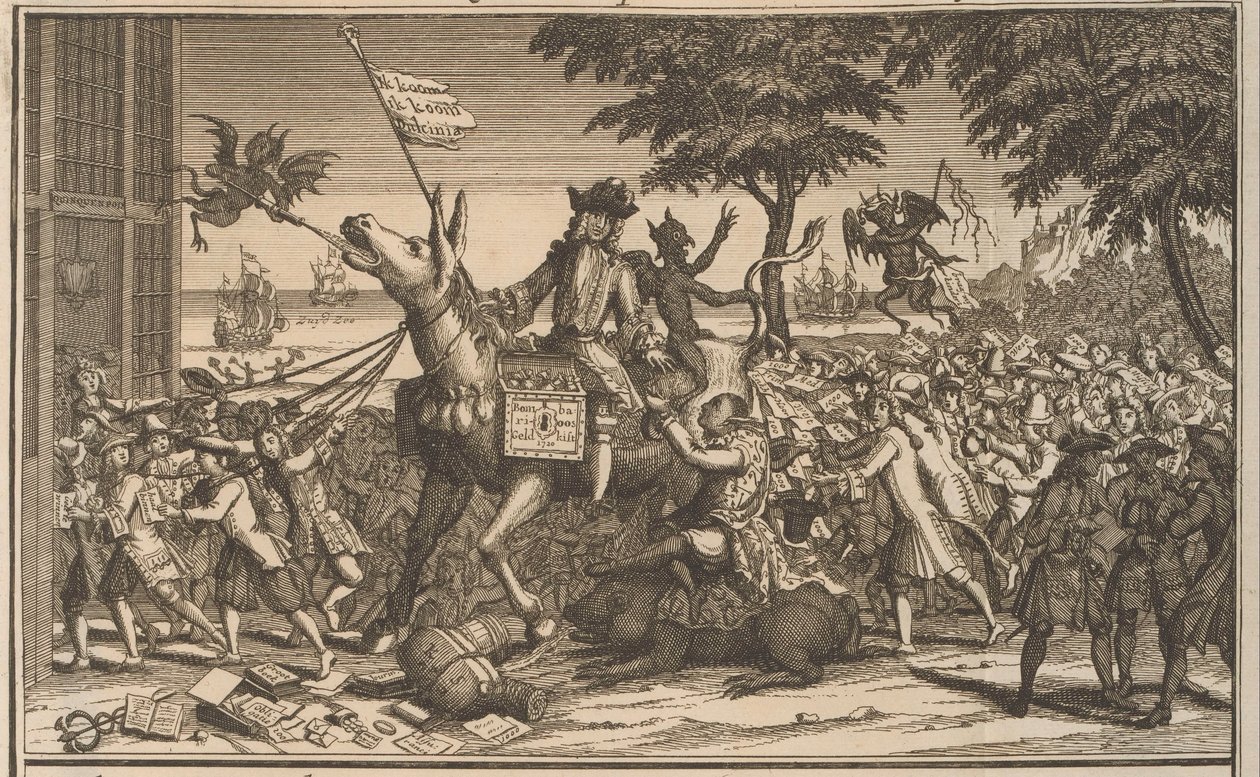 John Law om Sancho Panzas esel, 1720 Law, som en annen Don-Quichot, håner Sanches Graauwtje (tittel på objekt) The Great Scene of Folly (serietittel) av Anonymous