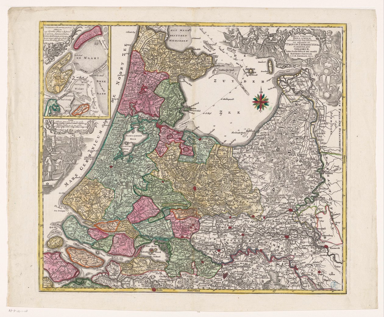 Kart av Holland, Utrecht og en del av Gelderland Tabellen over fylkene i Holland fordelt blant sine guvernører (...) (tittel på objekt) av Anonymous