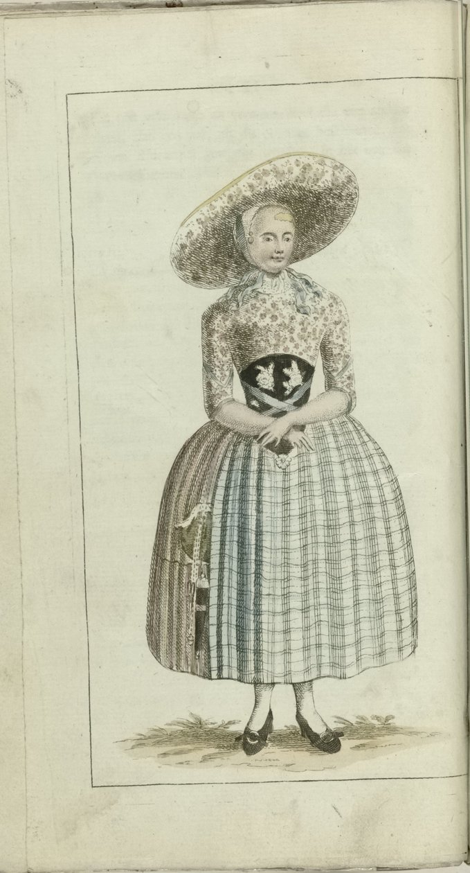Skap for mote og smak 1791, pl. II: Zuidbevelandsche Boerin av Anonymous