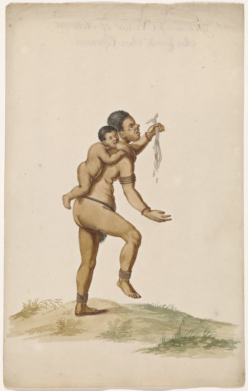 Khoikhoi Kvinne med spedbarn av Anonymous