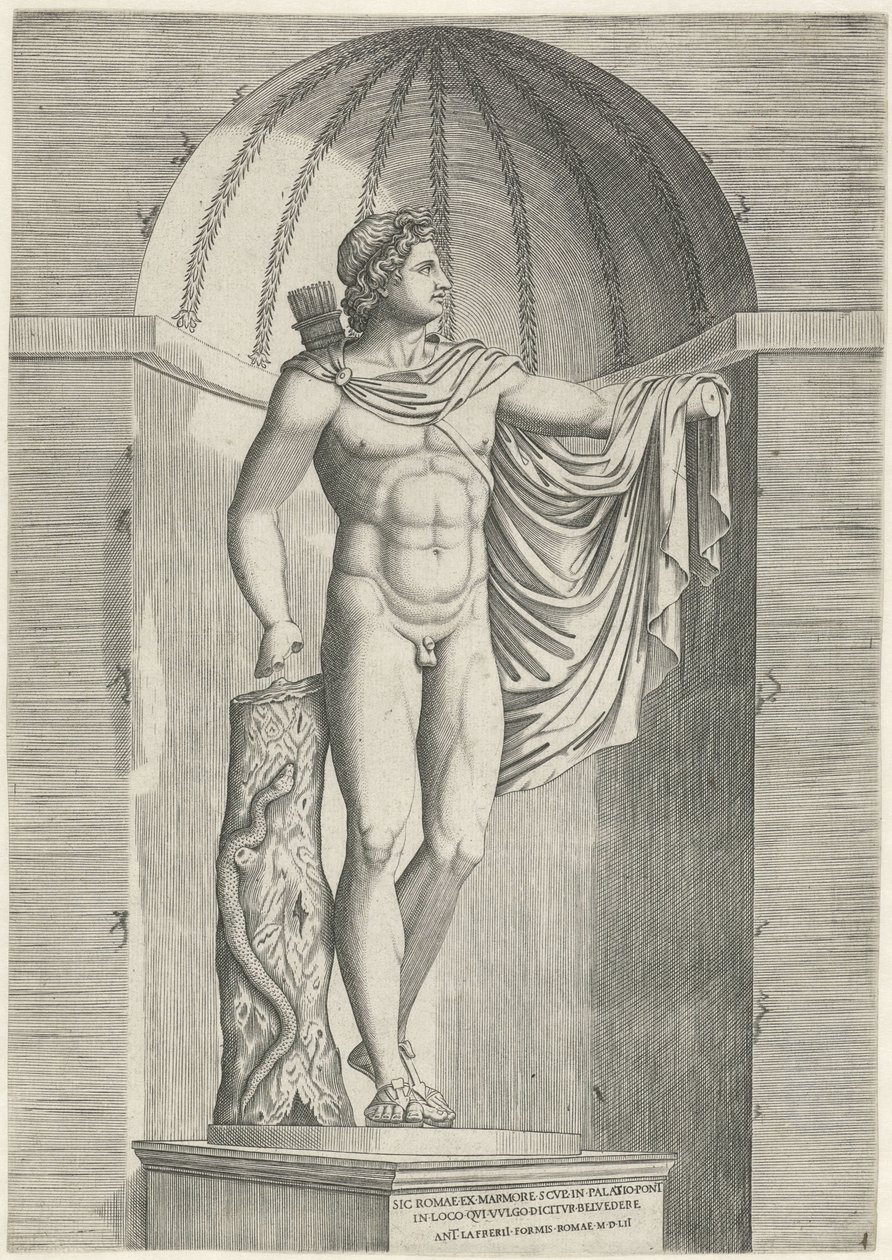 Klassisk statue Apollo Belvedere i nisje av Anonymous