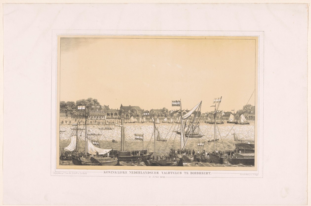 Koninklijke Nederlandsche Yachtclub i Dordrecht, 10. juni 1848 (tittel på objekt) av Anonymous