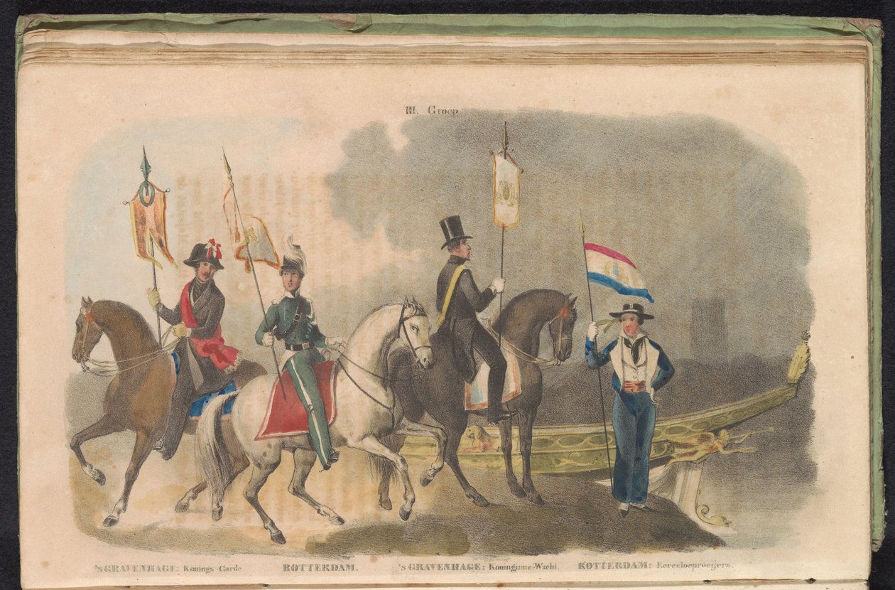 Kostymer og bannere til æresvaktene i Haag og Rotterdam, 1840-1842 III. Gruppe (tittel på objekt) av Anonymous